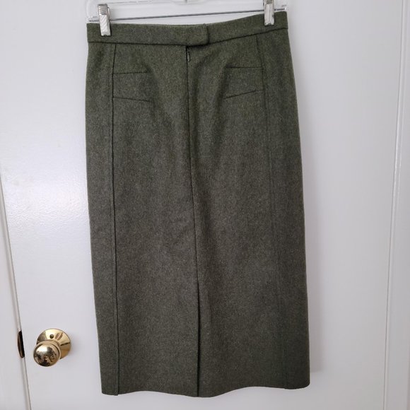 COS Army Green Wool Blend Midi Pencil Skirt - Picture 2 of 4